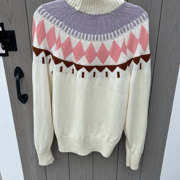 Free Assembly Cream Sweater with Pink and Purple Patterns- Cotton & Wool - Picture 5 of 14